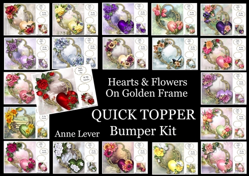 Hearts & Flowers On Golden Frame QUICK TOPPER Bumper Kit