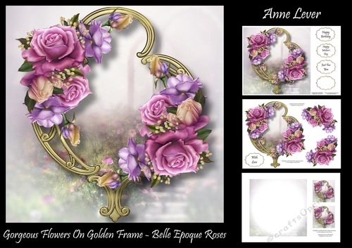 Gorgeous Flowers On Golden Frame - Belle Epoque Roses