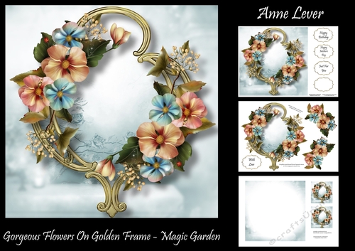 Gorgeous Flowers On Golden Frame - Magic Garden