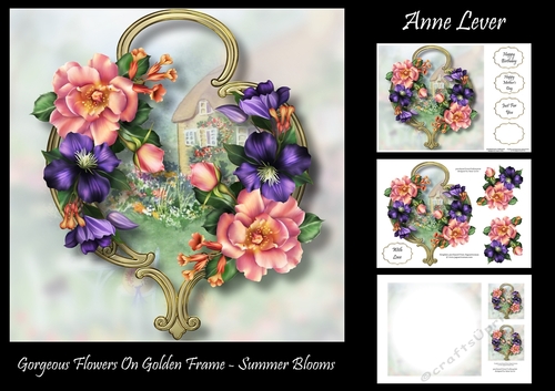 Gorgeous Flowers On Golden Frame - Summer Bouquet