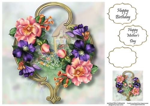 Gorgeous Flowers On Golden Frame - Summer Bouquet 8x8