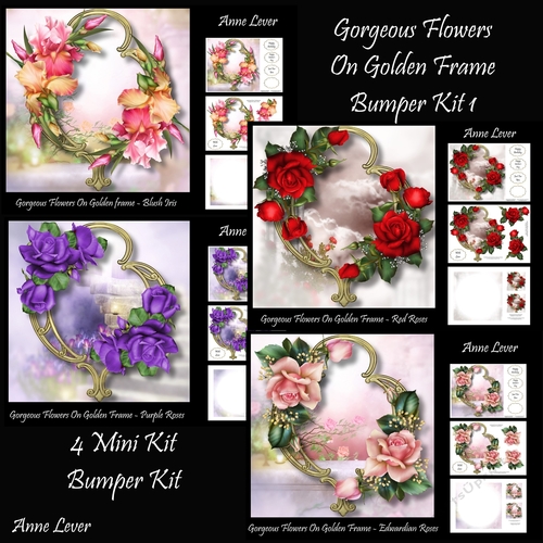 Gorgeous Flowers On Golden Frame Bumper kit 1
