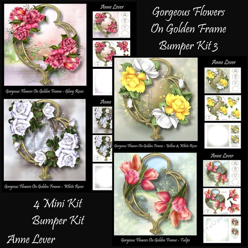 Gorgeous Flowers On Golden Frame Bumper kit 3