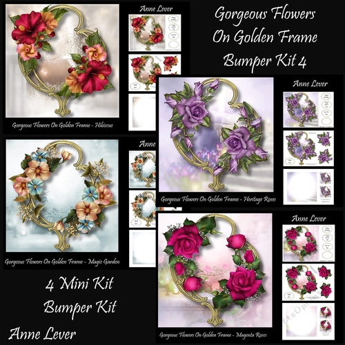 Gorgeous Flowers On Golden Frame Bumper kit 4