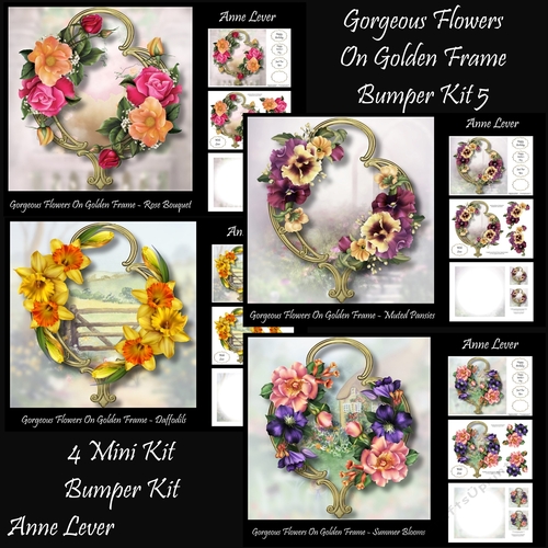 Gorgeous Flowers On Golden Frame Bumper kit 5