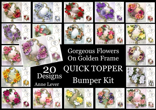Gorgeous Flowers On Golden Frame QUICK TOPPER Bumper kit