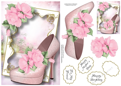 Fabulous Shoes - Pale Pink Roses A5