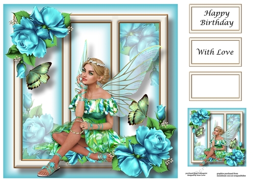 Fabulous Fairy - Blue & Green 8x8