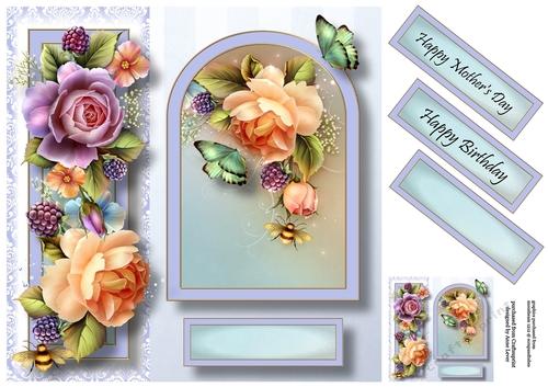 Floral Arched Frame - English Roses 8x8