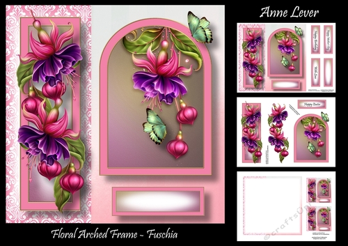 Floral Arched Frame - Fuschia