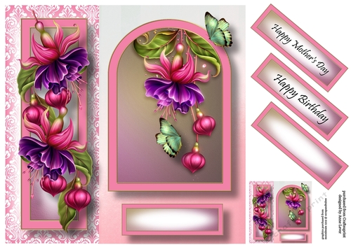 Floral Arched Frame - Fuschia 8x8