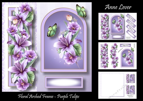 Floral Arched Frame - Purple Lilies