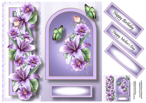 Floral Arched Frame - Purple Lilies 8x8