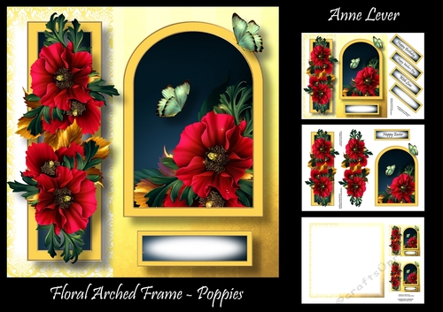 Floral Arched Frame - Poppies