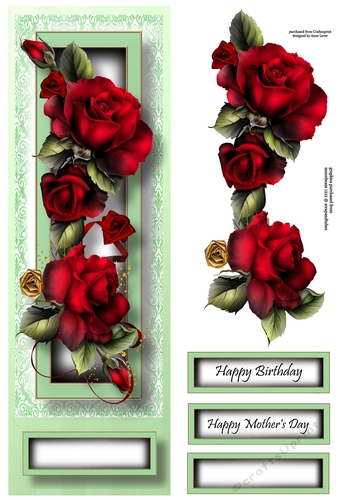 Floral Lge DL - Red Roses