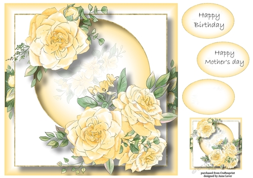 Painted Roses - Yellow 8x8