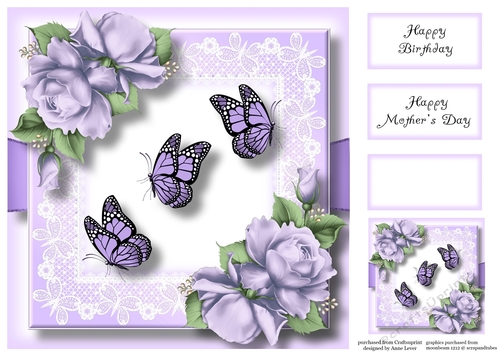 Butterflies & Roses - Lilac 8x8