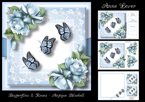 Butterflies & Roses - Antique Bluebell