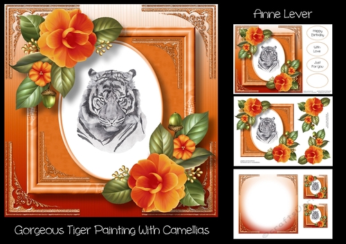 Gorgeous Tiger Painting With Camellias