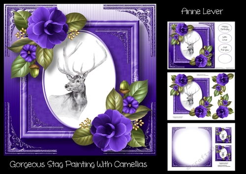 Gorgeous Stag Painting With Camellias