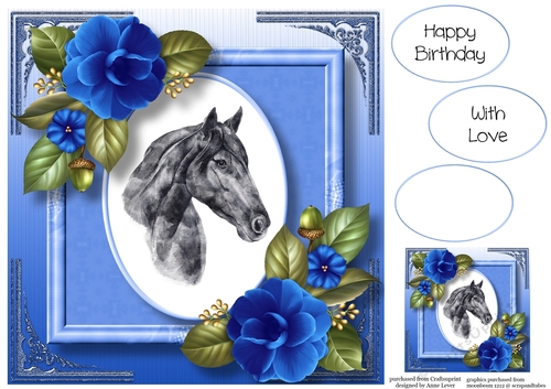 Gorgeous Horse Painting With Camellias 8x8