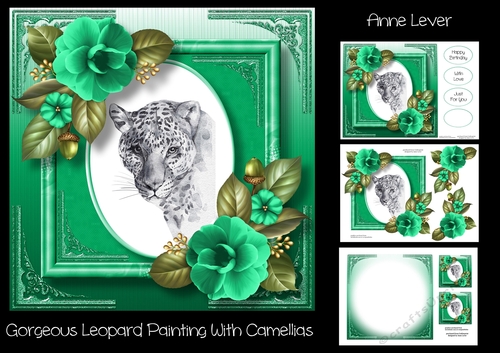 Gorgeous Leopard Painting With Camellias