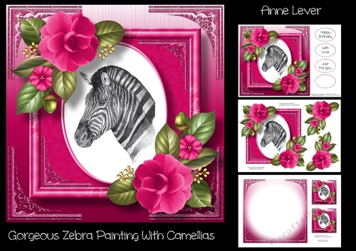 Gorgeous Zebra Painting With Camellias