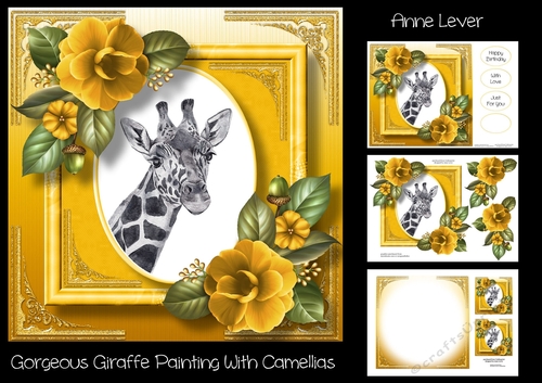 Gorgeous Giraffe Painting With Camellias