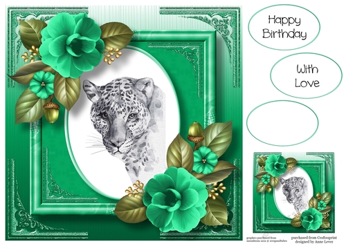 Gorgeous Leopard Painting With Camellias 8x8