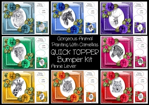 Gorgeous Animal Painting With Camellias QUICK TOPPER Bumper Kit