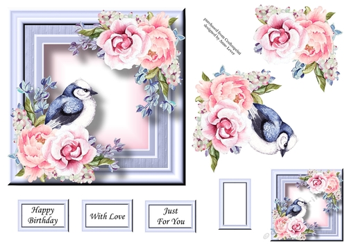 6x6 Floral Bird 1