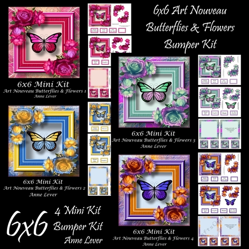 6x6 Art Nouveau Butterflies & Flowers Bumper Kit