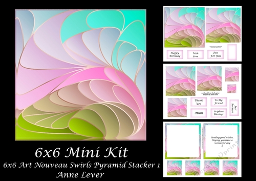 6x6 Art Nouveau Swirls Pyramid Stacker 1