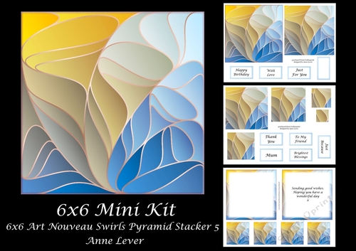 6x6 Art Nouveau Swirls Pyramid Stacker 5