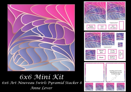 6x6 Art Nouveau Swirls Pyramid Stacker 8