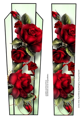 Art Deco Floral Lge DL - Red Roses