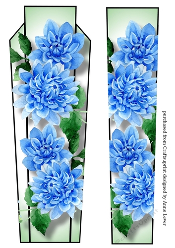 Art Deco Watercolour Lge DL - Blue Dahlias
