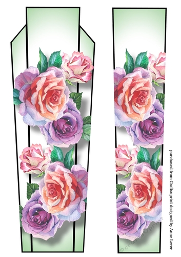 Art Deco Watercolour Lge DL - Purple & Peach Roses