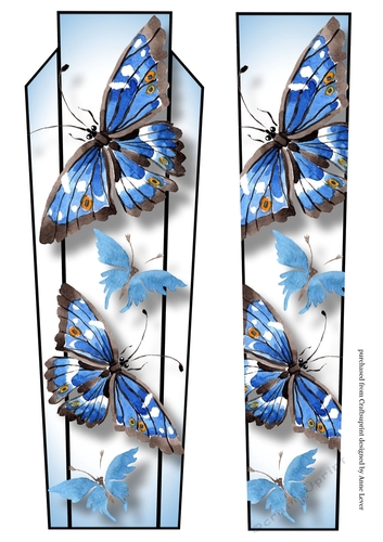 Art Deco Watercolour Lge DL - Blue Butterflies