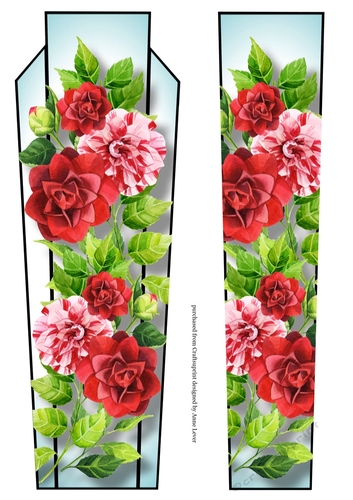 Art Deco Watercolour Lge DL - Red Camellias