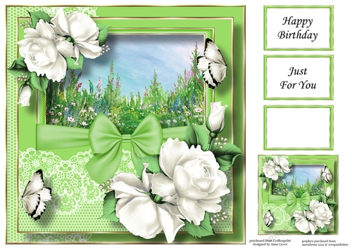 Scenic Lace & Roses - Summer Field Flowers 8x8