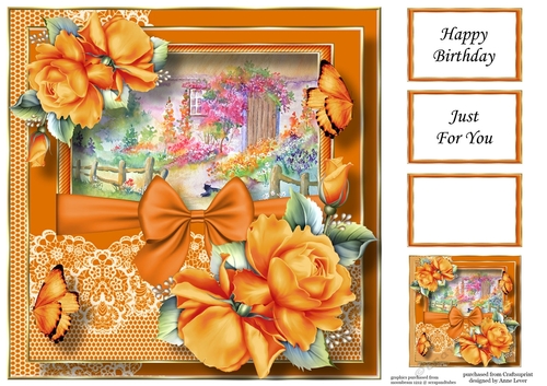 Scenic Lace & Roses - Country cottage Garden 8x8