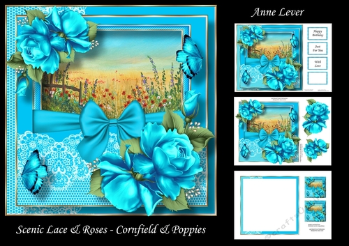 Scenic Lace & Roses - Cornfield & Poppies
