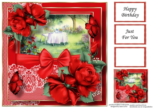 Scenic Lace & Roses - Tea In The Garden 8x8