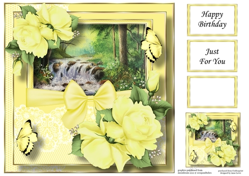 Scenic Lace & Roses - Waterfall In The Woods 8x8