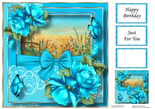 Scenic Lace & Roses - Cornfield & Poppies 8x8