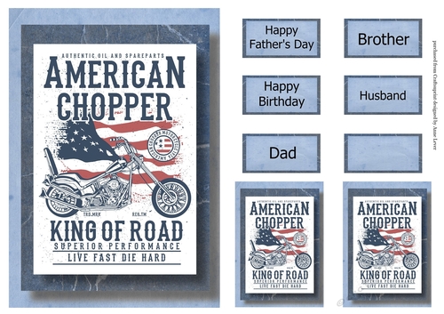 Retro Motorbike A5 Poster - American Chopper