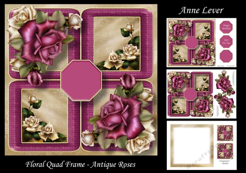 Floral Quad Frame - Antique Roses