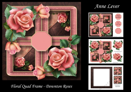 Floral Quad Frame - Downton Roses