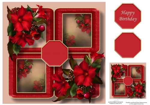 Floral Quad Frame - Crimson Mandevilla 8x8
